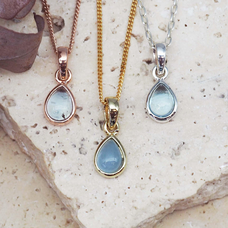 November Birthstone blue topaz Necklaces - womens jewelry by Australian jewellery brand indie and Harper 