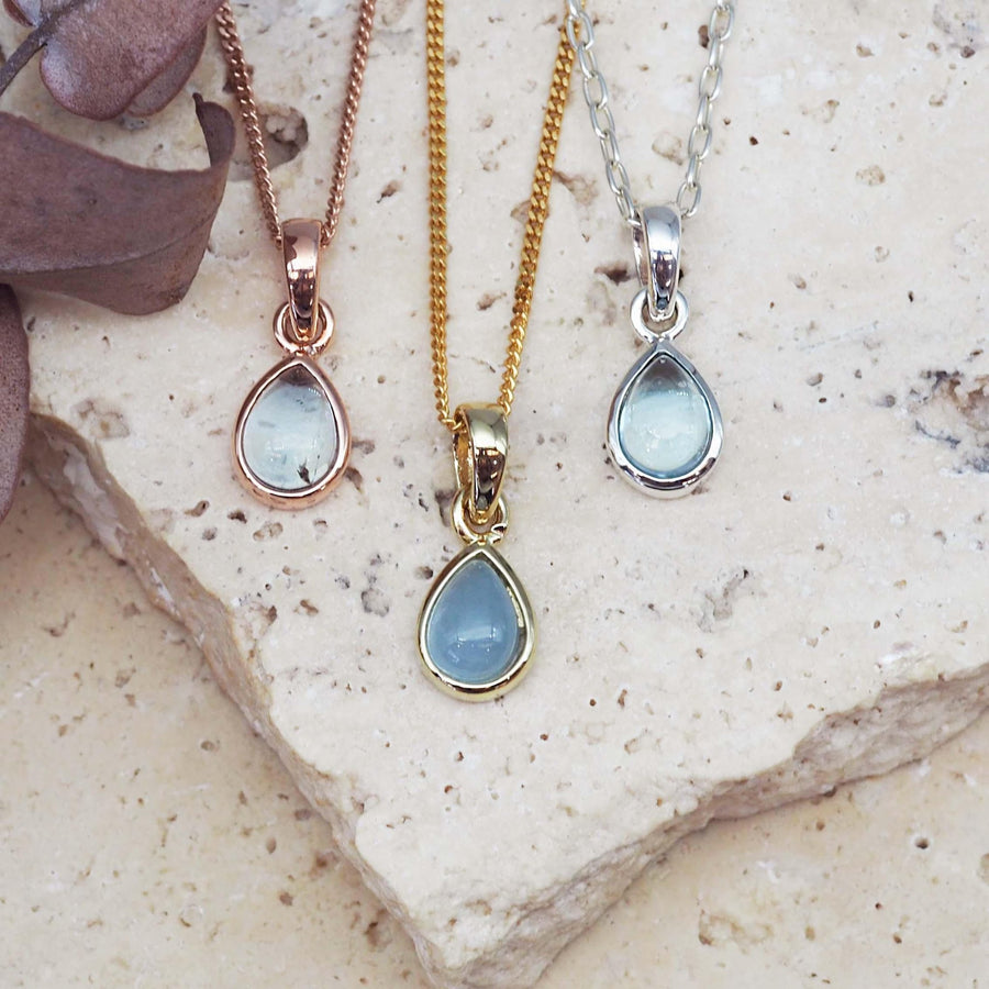 November Birthstone blue topaz necklaces - womens jewellery by australian jewellery brand indie and harper