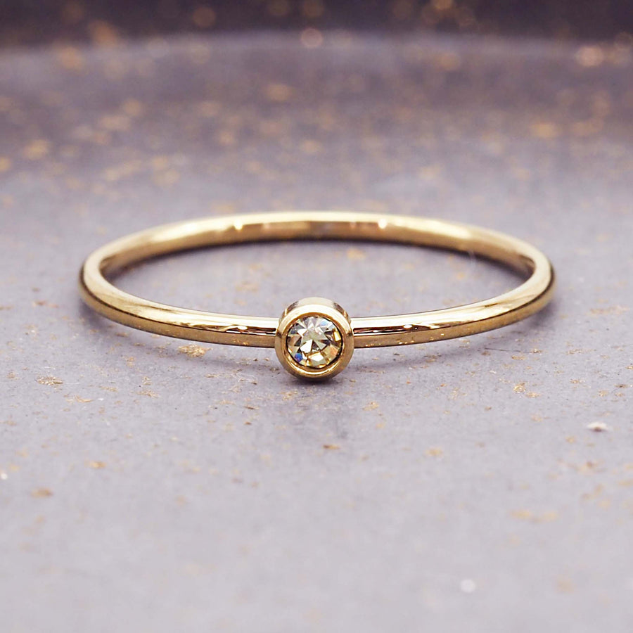 November birthstone dainty gold ring - gold waterproof jewellery by australian jewellery brands indie and harper 