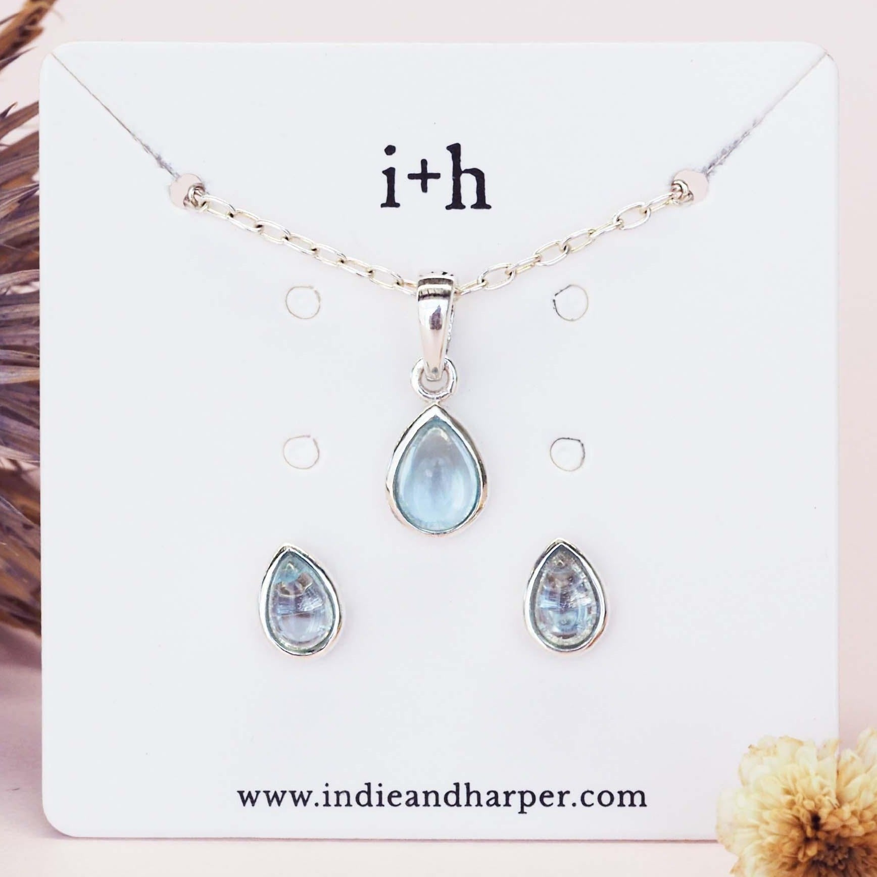 November Birthstone topaz earrings and topaz necklace - womens jewelry by Australian jewellery brand indie and harper