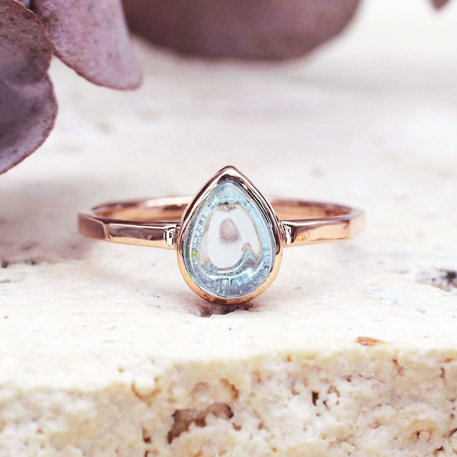 november birthstone blue topaz ring - rose gold jewellery by australian jewellery brand indie and harper