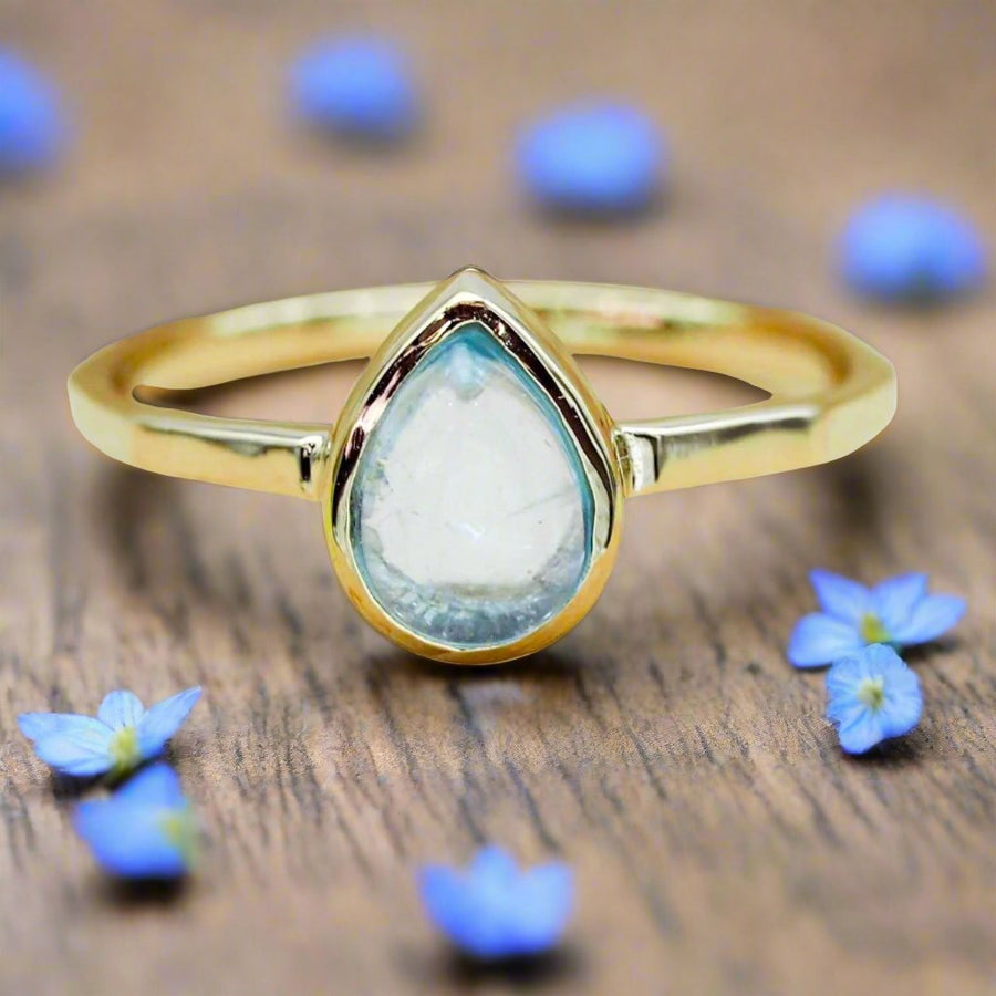 november birthstone blue topaz ring - gold jewellery by australian jewellery brand indie and harper