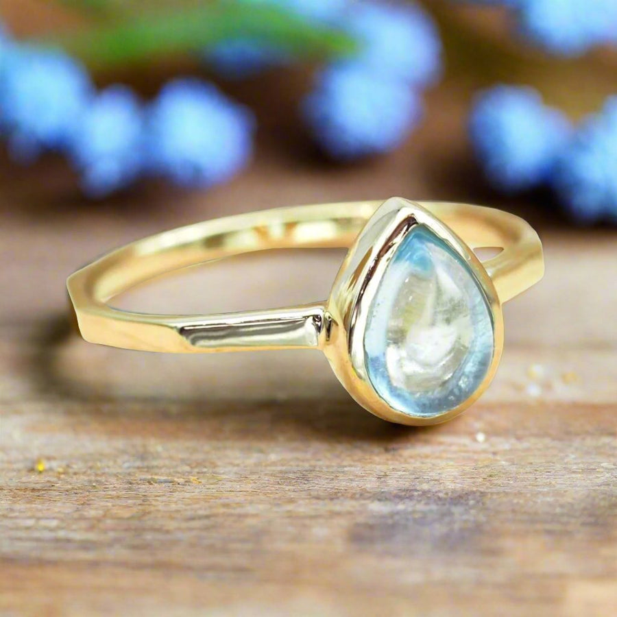 november birthstone blue topaz ring - gold jewellery by australian jewellery brand indie and harper