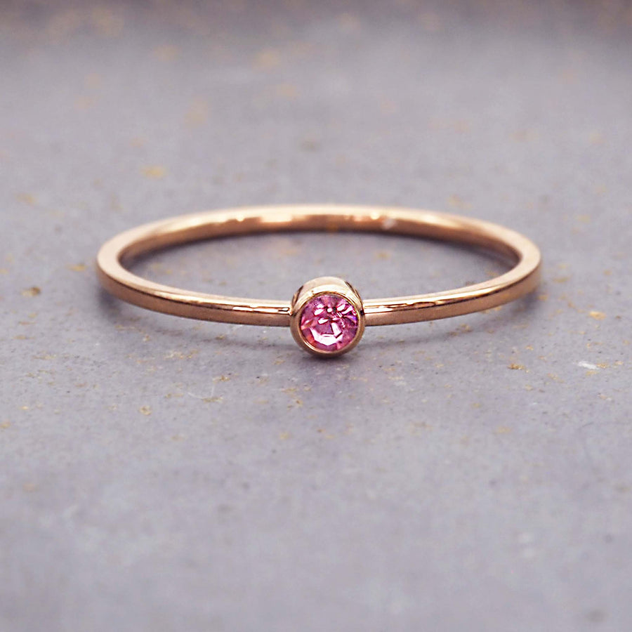 October Birthstone dainty rose gold ring - rose gold jewellery by Australian jewellery brands indie and Harper 