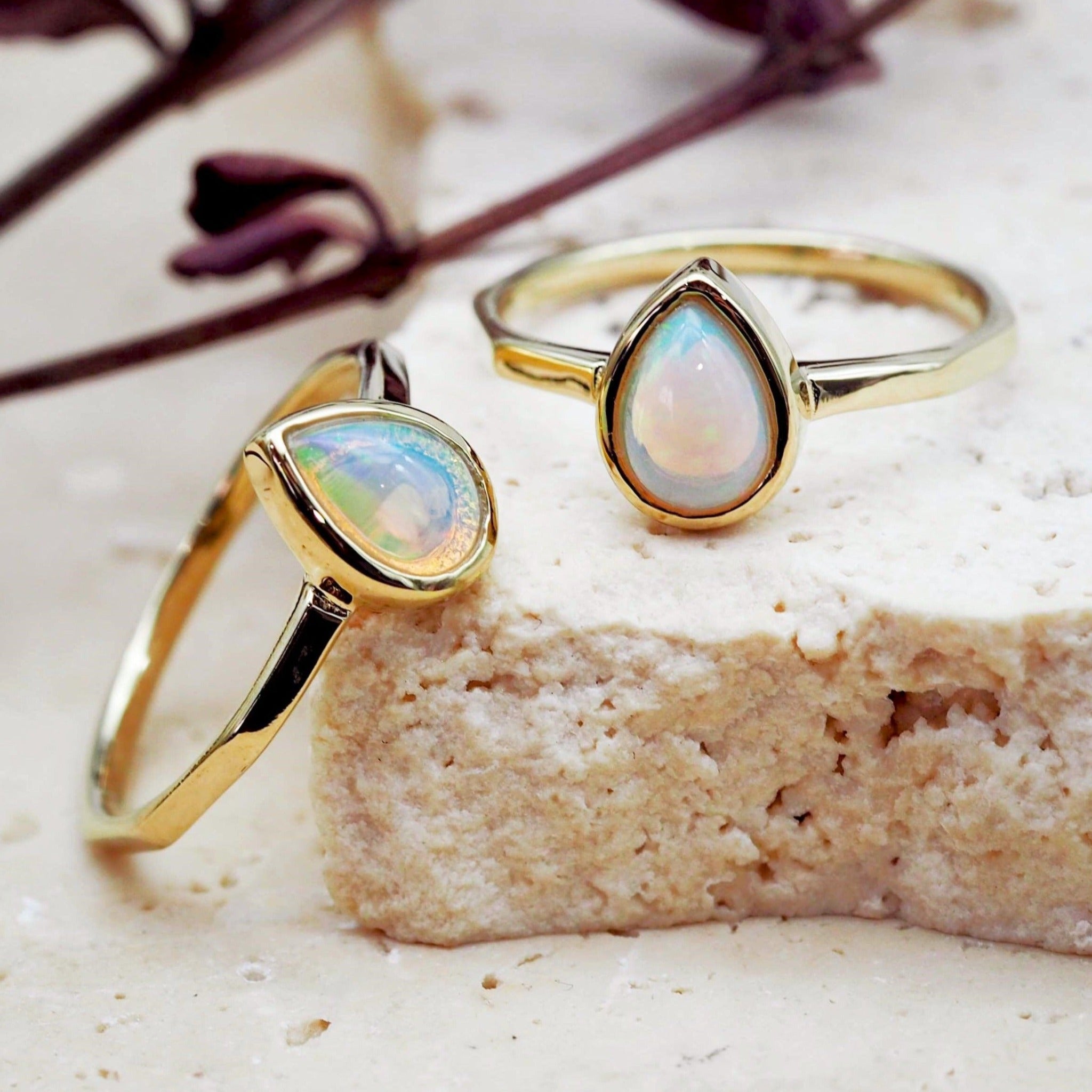 october birthstone gold opal rings - october birthstone opal jewellery by australian jewellery brands indie and harper