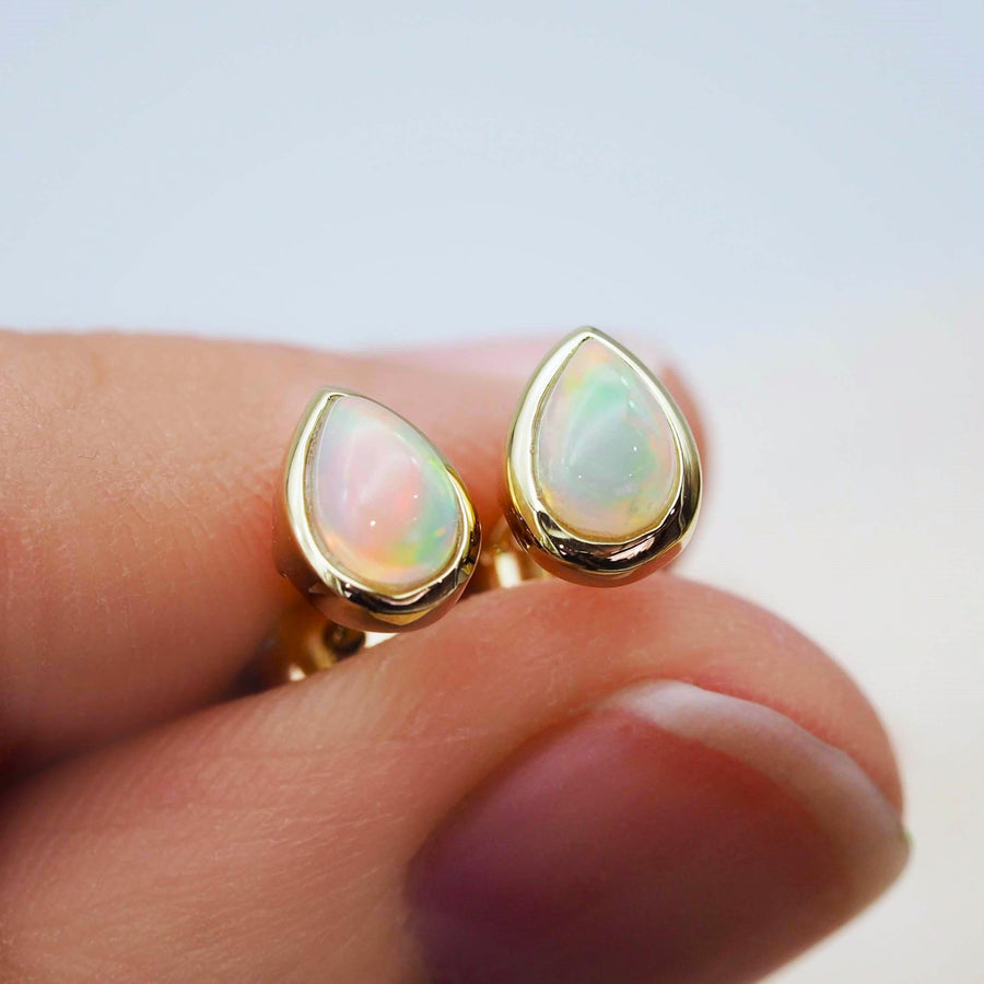 october birthstone opal earrings - Gold jewellery by australian jewellery brand indie and harper