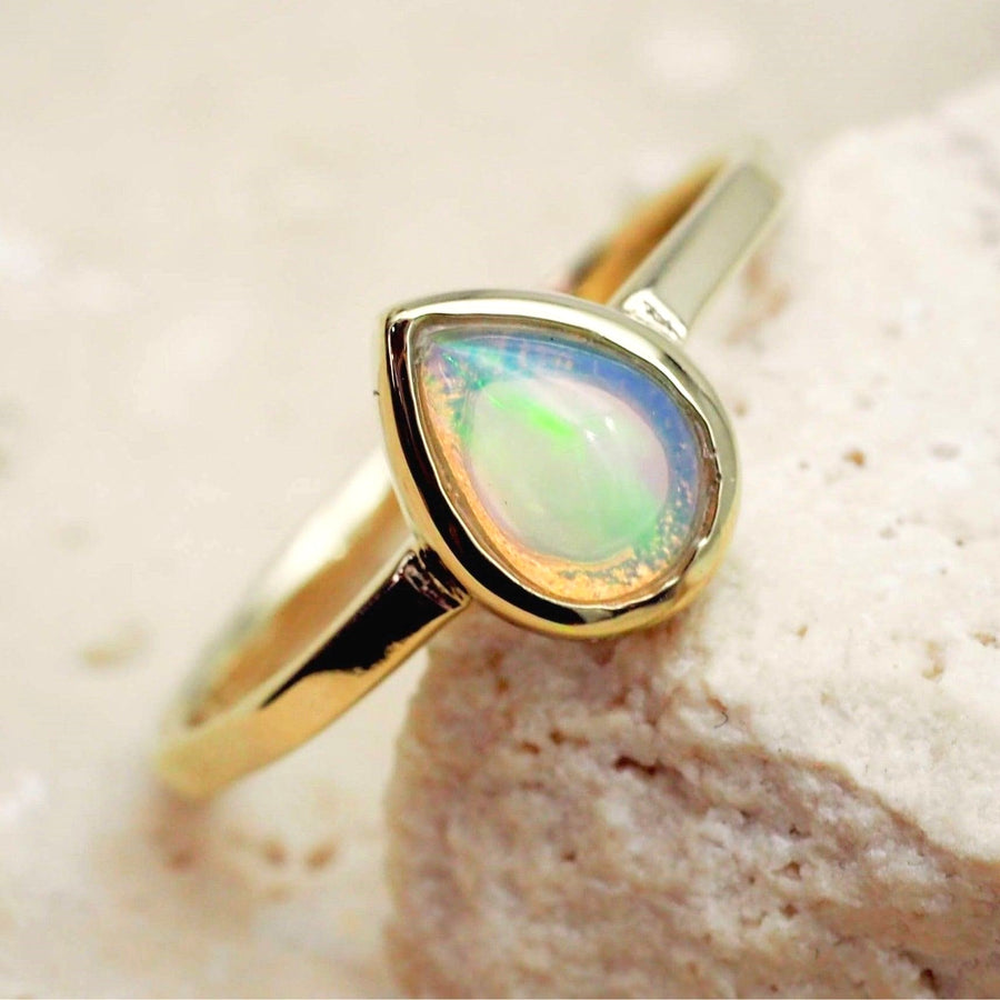 october birthstone gold opal ring - october birthstone opal jewellery by australian jewellery brands indie and harper