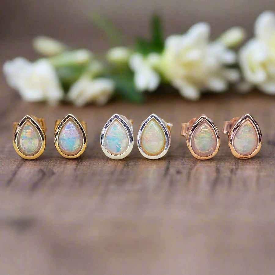 october birthstone opal earrings -opal jewellery by australian jewellery brand indie and harper