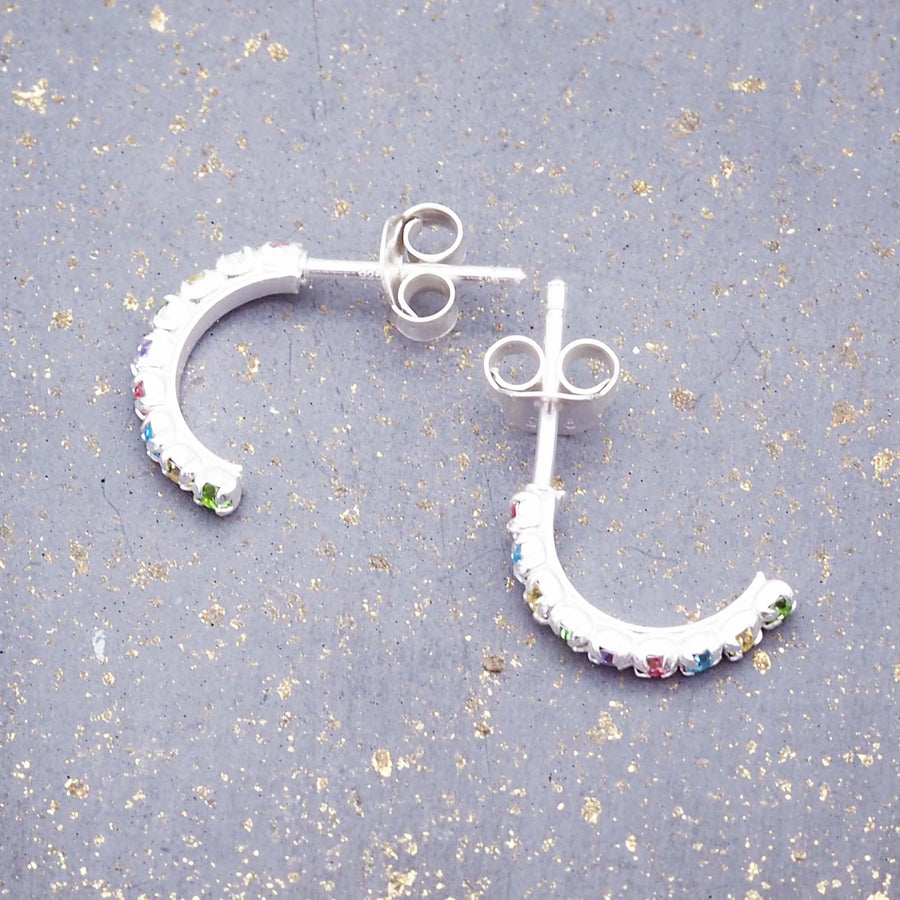 Pastel Rainbow Half Hoop Studs