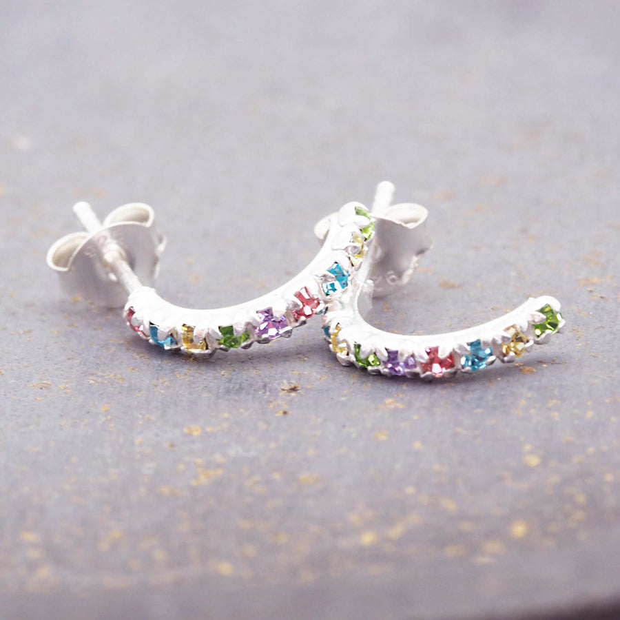 Pastel Rainbow Half Hoop Studs