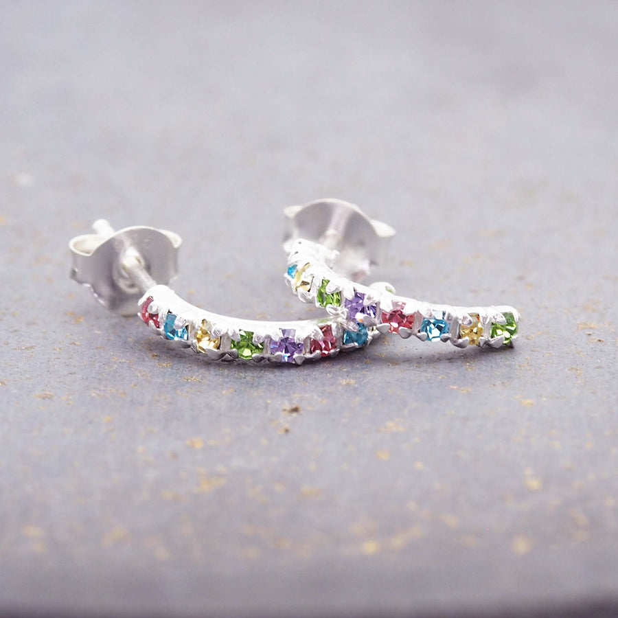 Pastel Rainbow Half Hoop Studs