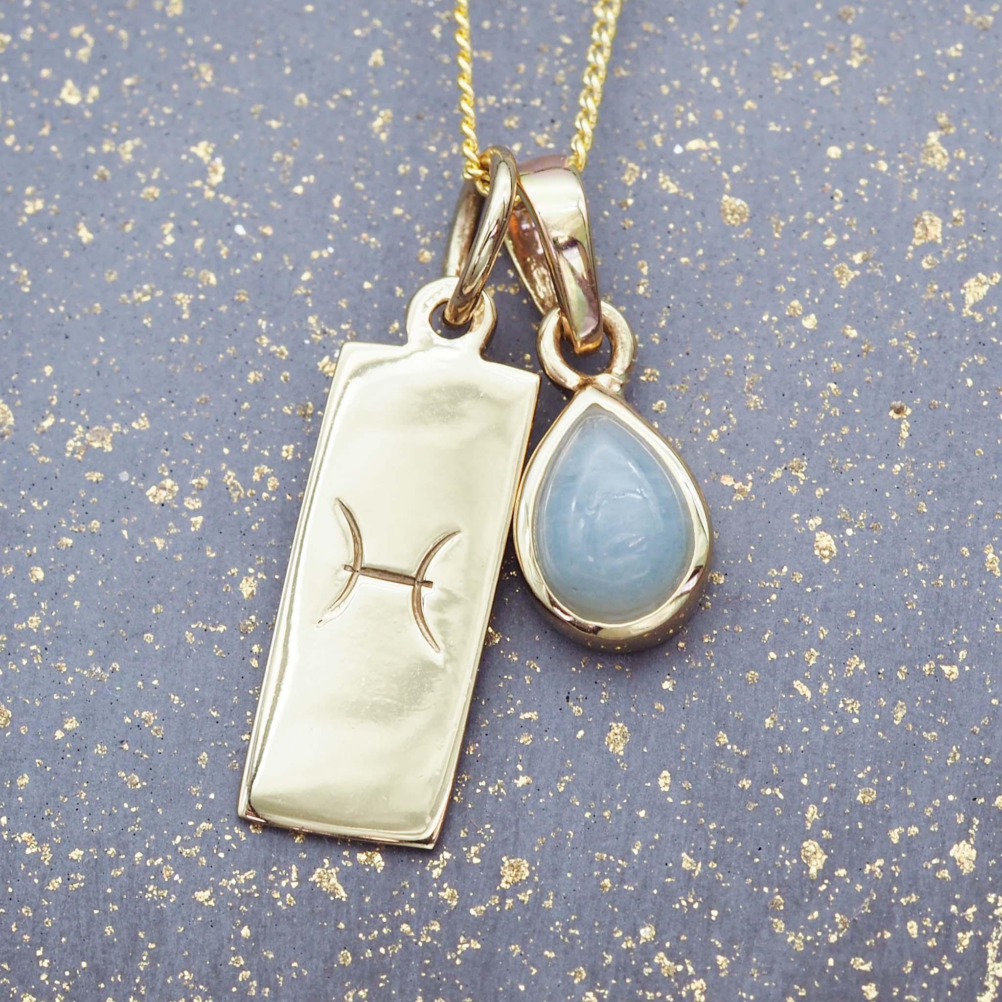 Zodiac Pisces and march Birthstone aquamarine Necklace - gold necklaces by Australian jewellery brand indie and harper 