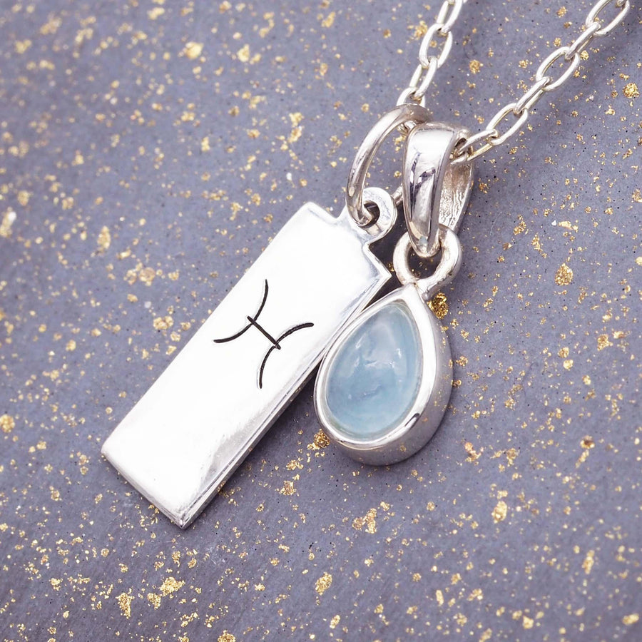 Zodiac Pisces and march Birthstone aquamarine Necklace - sterling silver necklaces by Australian jewellery brand indie and harper