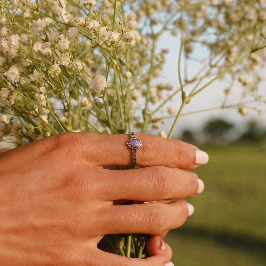 Purple tear drop Opal Ring - opal jewellery by Australian jewellery brands online indie and Harper