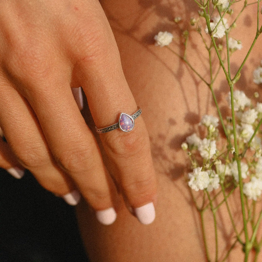 Purple tear drop Opal Ring - opal jewellery by Australian jewellery brands online indie and Harper