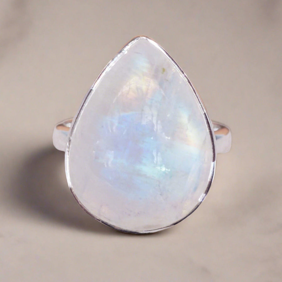 Sterling Silver Rain Drop Moonstone Ring - moonstone jewellery by australian jewellery brands online indie and harper