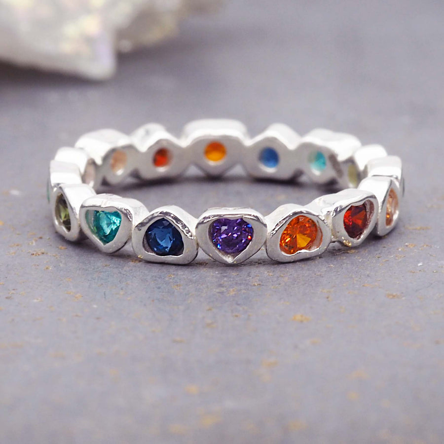 rainbow heart ring - sterling silver rings by Australian jewellery brands indie and Harper