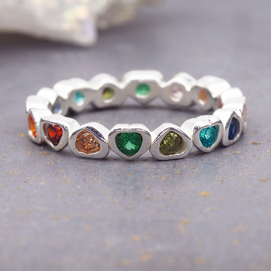 rainbow heart ring - sterling silver rings by Australian jewellery brands indie and Harper