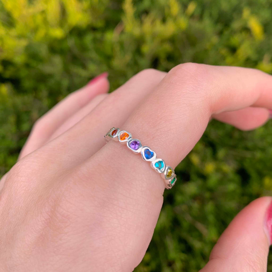 rainbow heart ring - sterling silver rings by Australian jewellery brands indie and Harper