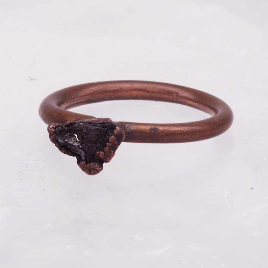 raw peridot and copper ring - women's jewellery made with natural raw peridot and recycled copper - women's ring by online jewellery brand indie and harper