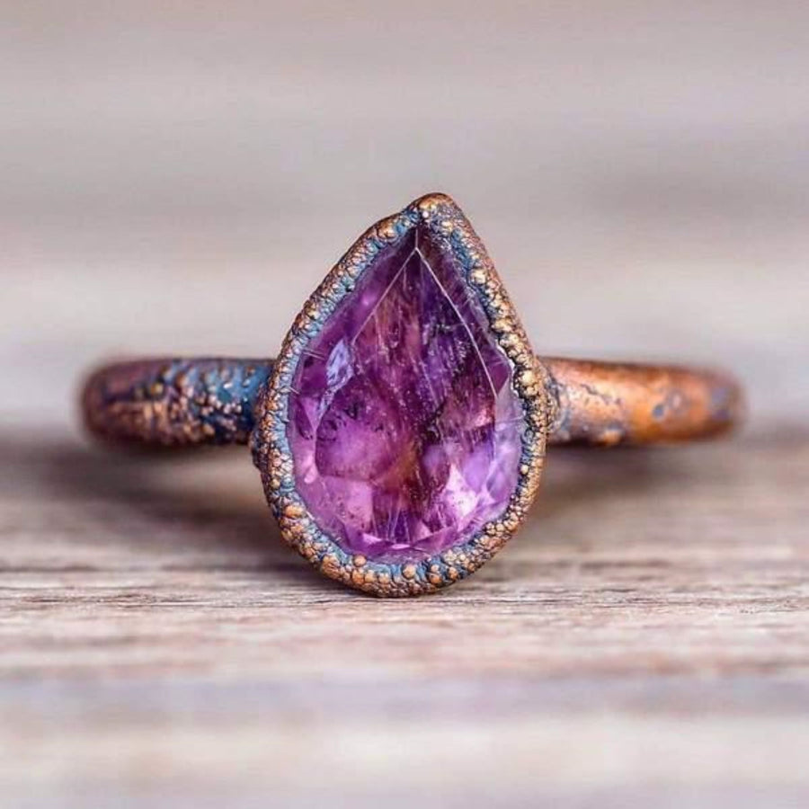 recycled copper and amethyst ring - womens jewellery by boho jewelry brand indie and Harper 