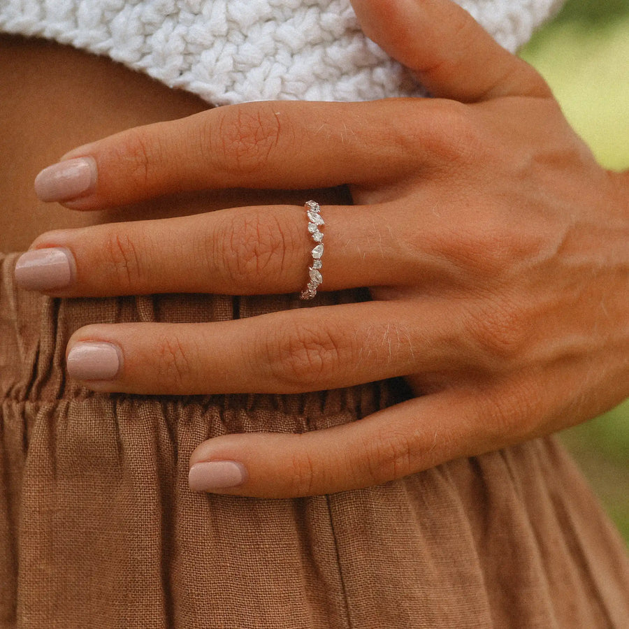 Woman wearing dainty rose gold ring - women’s rose gold jewellery Australia - Australian jewellery online