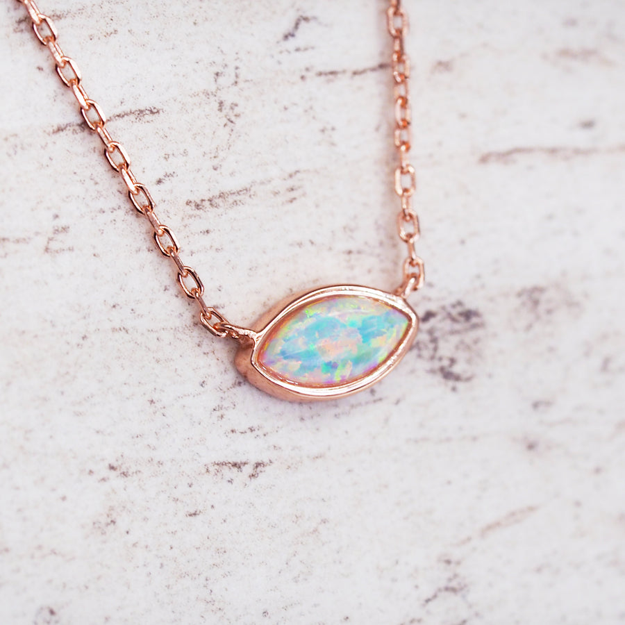 dainty rose gold necklace - opal jewellery by australian jewellery brands indie and harper