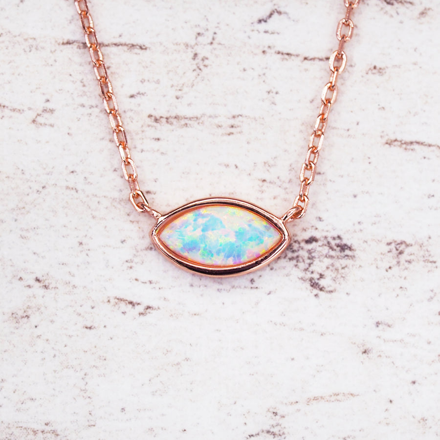 dainty rose gold necklace - opal jewellery by australian jewellery brands indie and harper