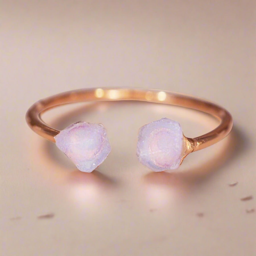 dainty rose gold raw opal ring - womens raw opal jewellery - australian jewellery online