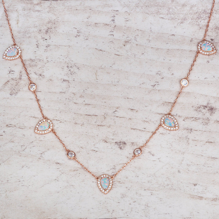 rose gold stardust opal necklace - opal jewelry by womens jewelry online store indie and harper