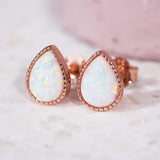 Rose Gold Opal Earrings - womens rose gold opal jewellery by australian jewellery brands indie and harper