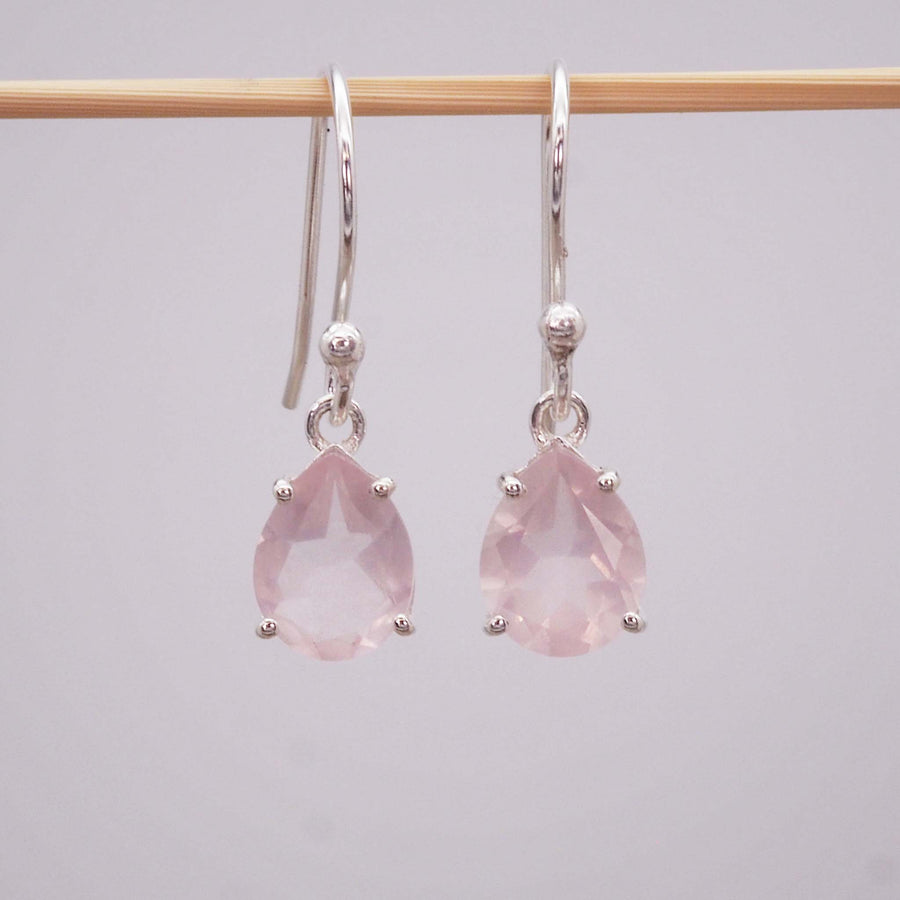 classic rose quartz earrings - rose quartz jewellery by australian jewellery brands indie and harper