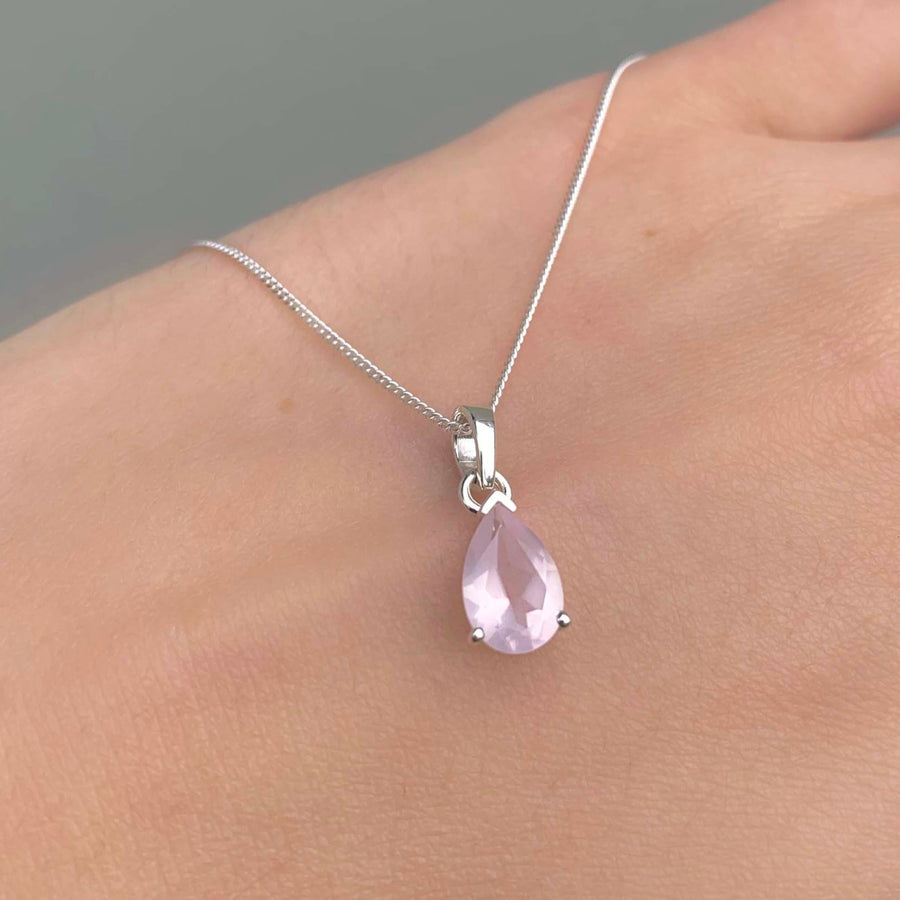 classic rose quartz necklace - rose quartz jewellery by Australian jewellery brands indie and harper