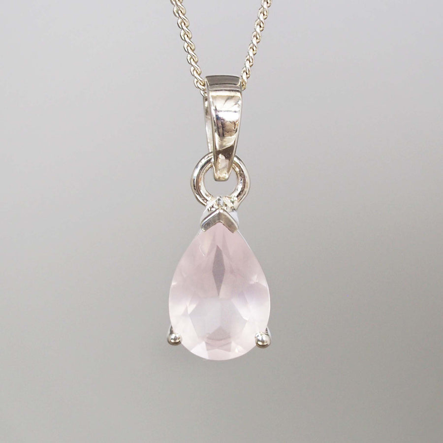 classic rose quartz necklace - rose quartz jewellery by Australian jewellery brands indie and harper