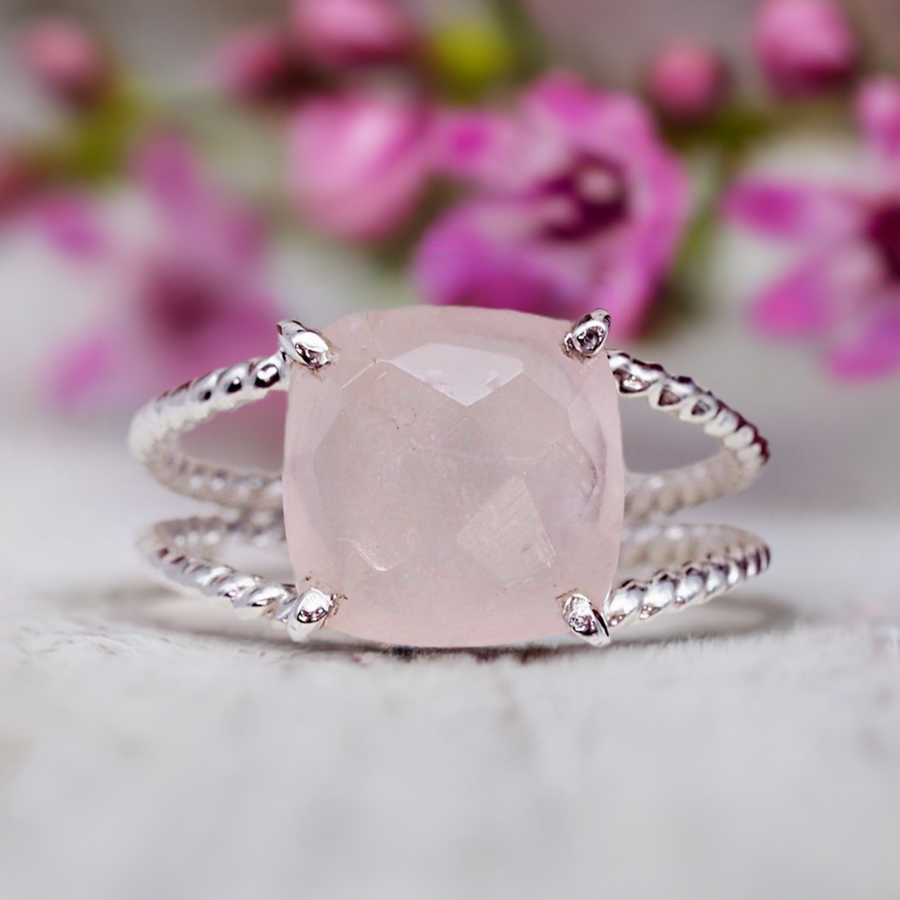 sterling silver rose quartz ring - womens rose quartz jewellery by australian jewellery brands indie and Harper