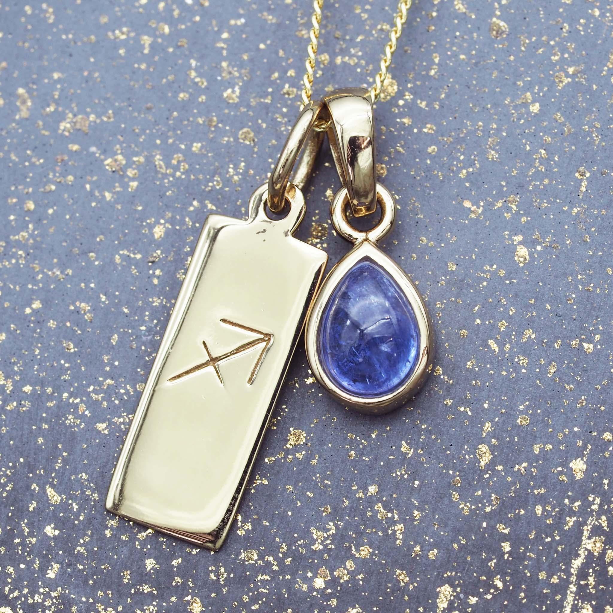 Sagittarius Zodiac and December Birthstone gold Tanzanite necklace - gold jewellery by australian jewellery brand indie and harper