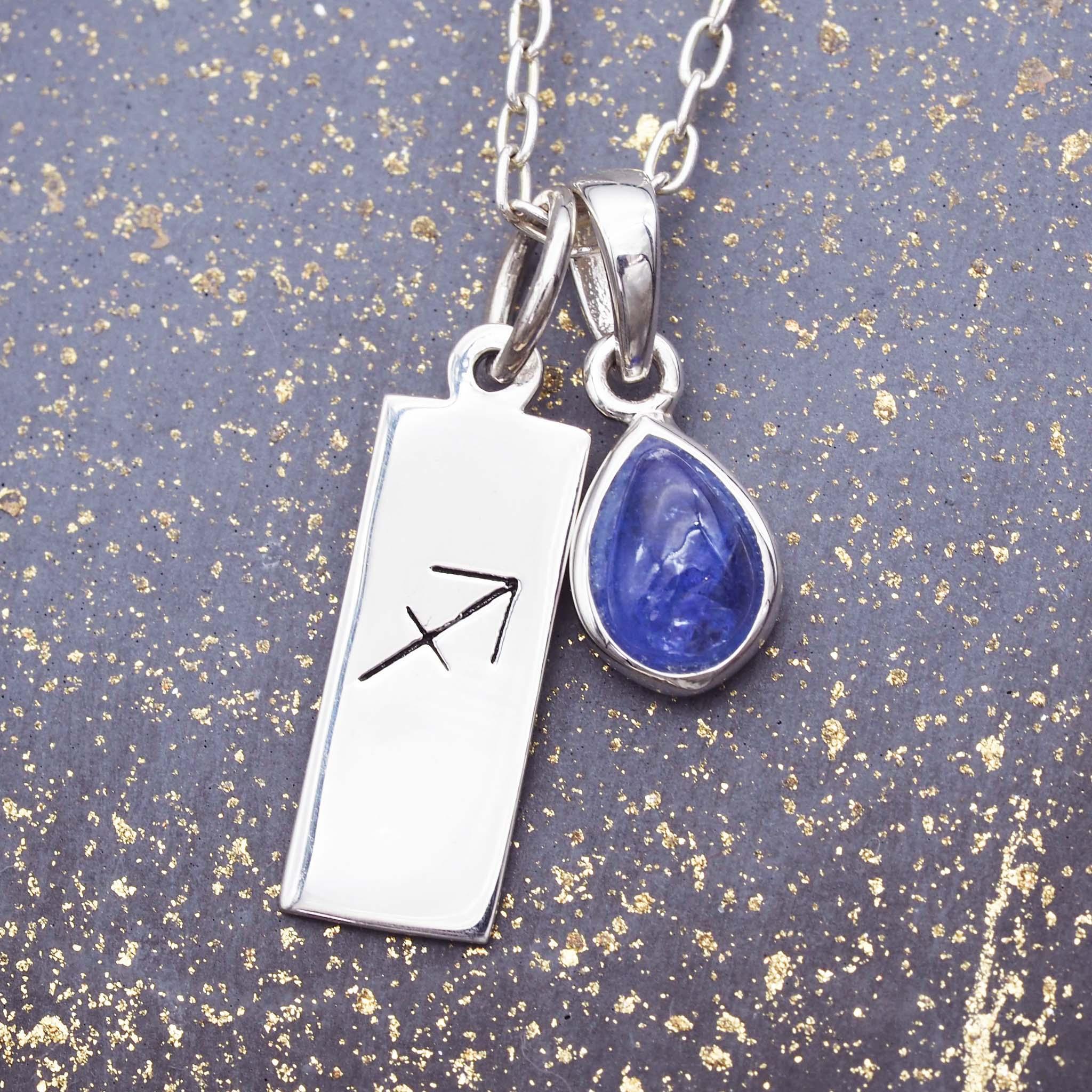 Sagittarius Zodiac and December Birthstone sterling silver Tanzanite necklace - womens jewellery by australian jewellery brands indie and harper