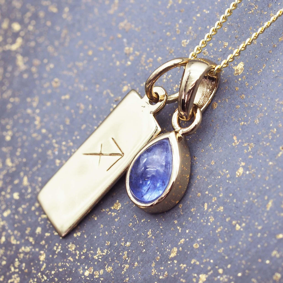 Sagittarius Zodiac and December Birthstone gold Tanzanite necklace - gold jewellery by australian jewellery brand indie and harper