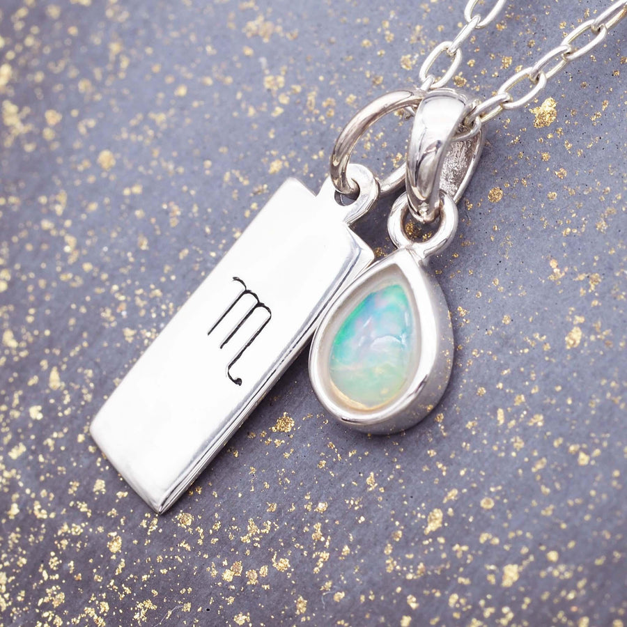 Scorpio Star Sign and october Birthstone sterling silver opal necklace - womens jewelru by Australian jewellery brand indie and harper