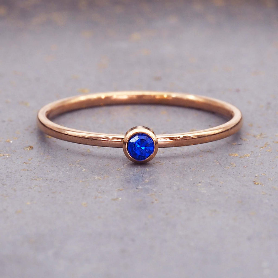 September Birthstone dainty rose gold ring - rose gold jewellery by Australian jewellery brands indie and Harper 