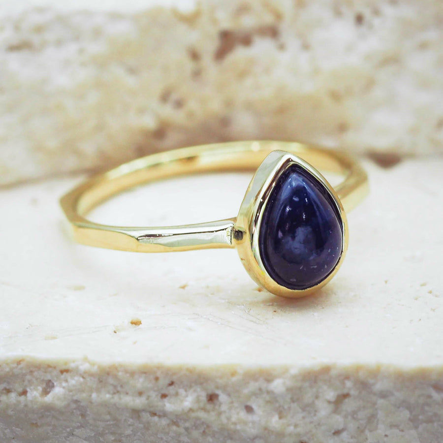 september birthstone gold sapphire ring - women’s September birthstone sapphire jewellery by Australian jewellery brands indie and harper