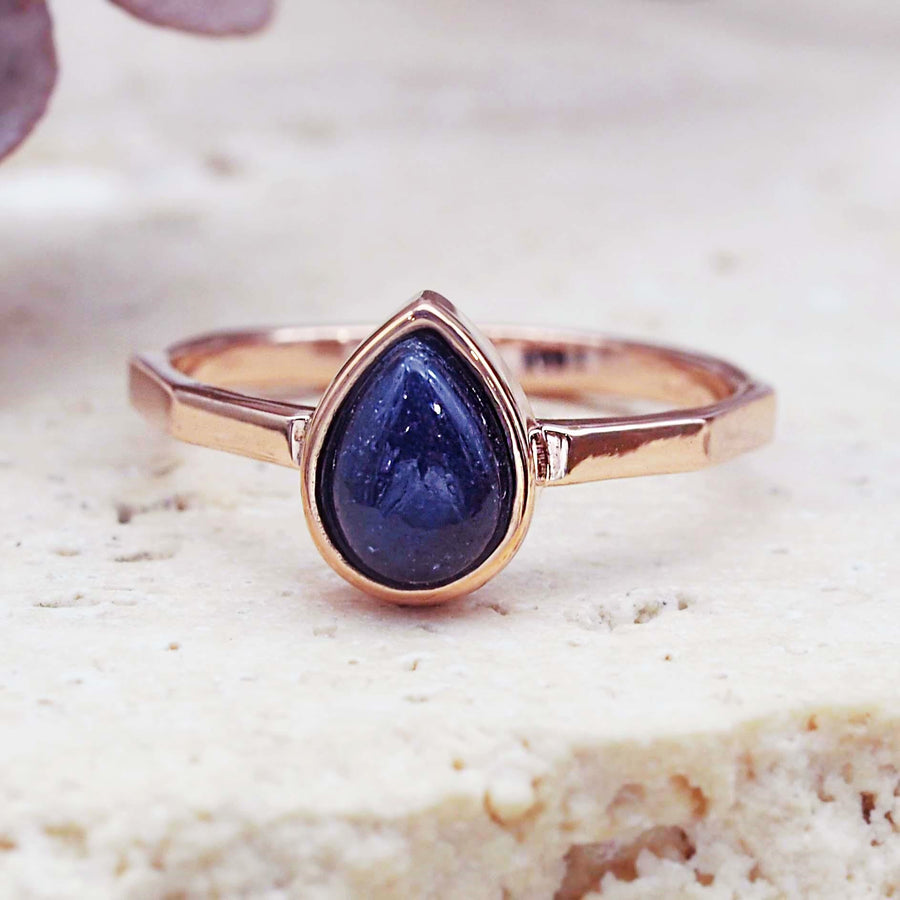 september birthstone rose gold sapphire ring - women’s September birthstone sapphire jewellery by Australian jewellery brands indie and harper 