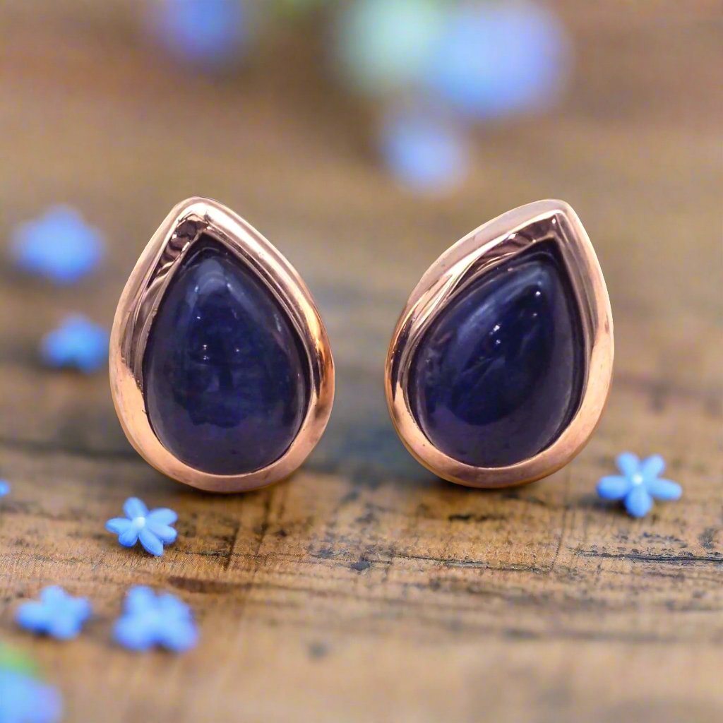 september birthstone sapphire earrings - womens rose gold earrings by australian jewellery brand indie and harper