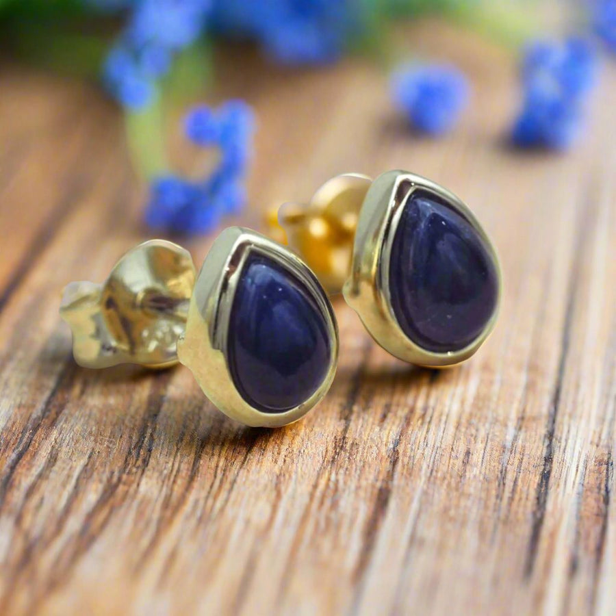 September Birthstone Sapphire Earrings - womens Gold Earrings by australian jewellery brand indie and harper