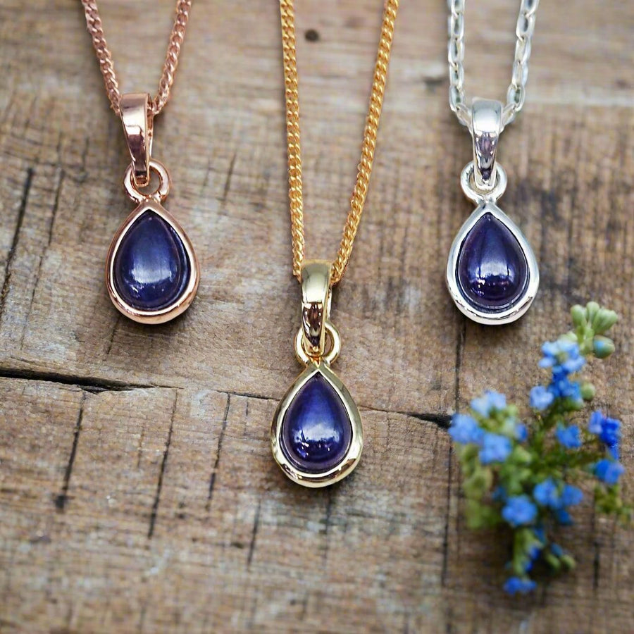 September birthstone sapphire necklaces- womens jewellery by Australian jewellery brand indie and harper 