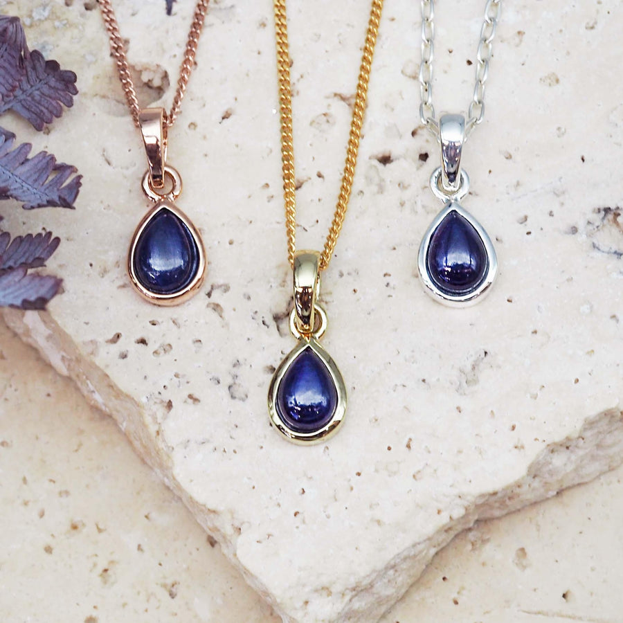 September Birthstone sapphire necklaces - womens jewellery by australian jewellery brand indie and harper