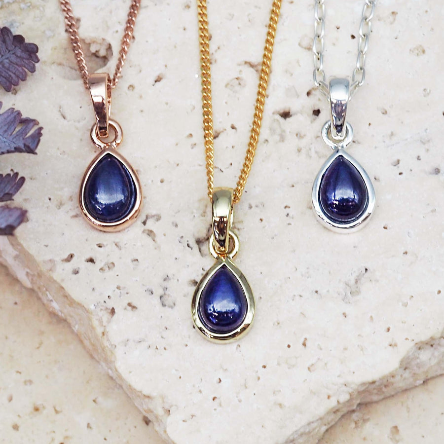 September Birthstone sapphire Necklaces - sapphire jewellery by australian jewellery brand indie and harper