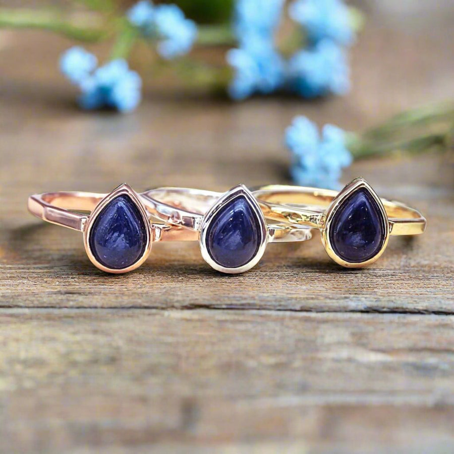 september birthstone sapphire rings in rose gold, silver and gold - September birthstone sapphire jewellery by Australian jewellery brands indie and harper