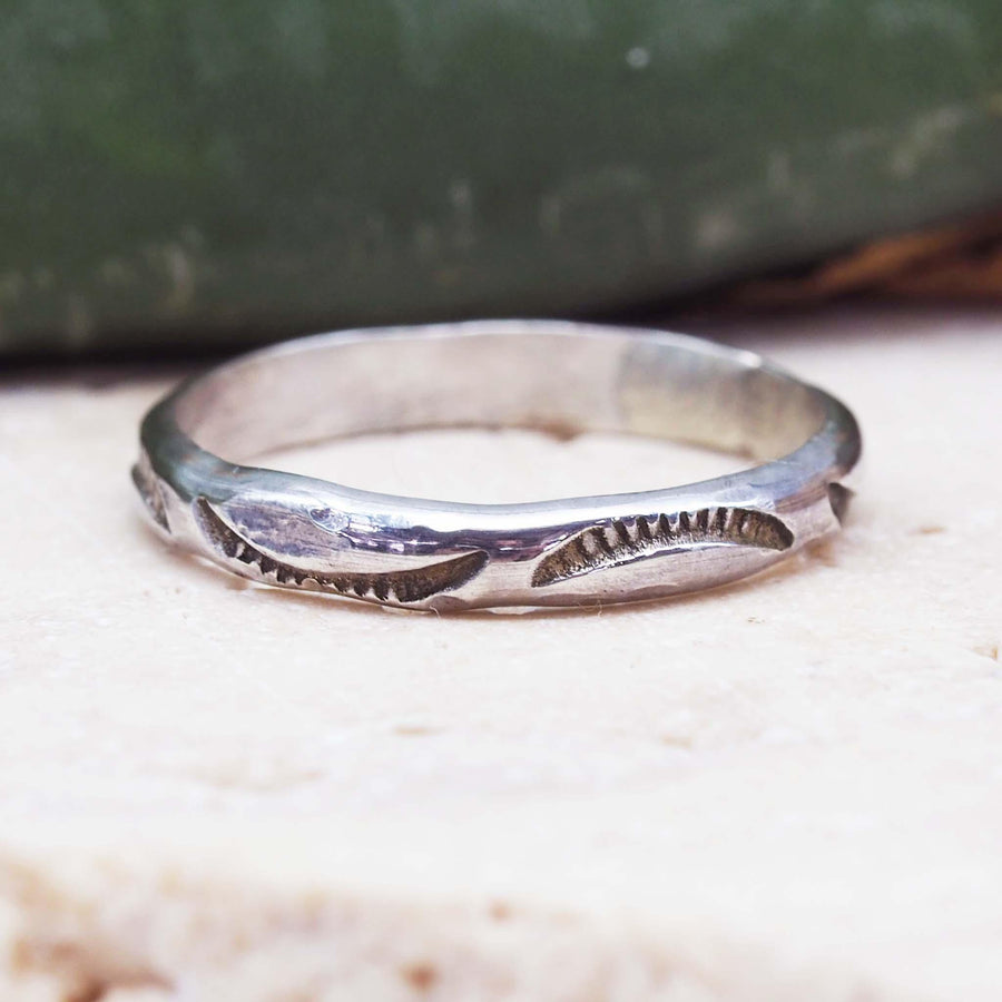 Silver Hand Carved Navajo Ring - native american jewelry by womens jewelry online brand indie and harper