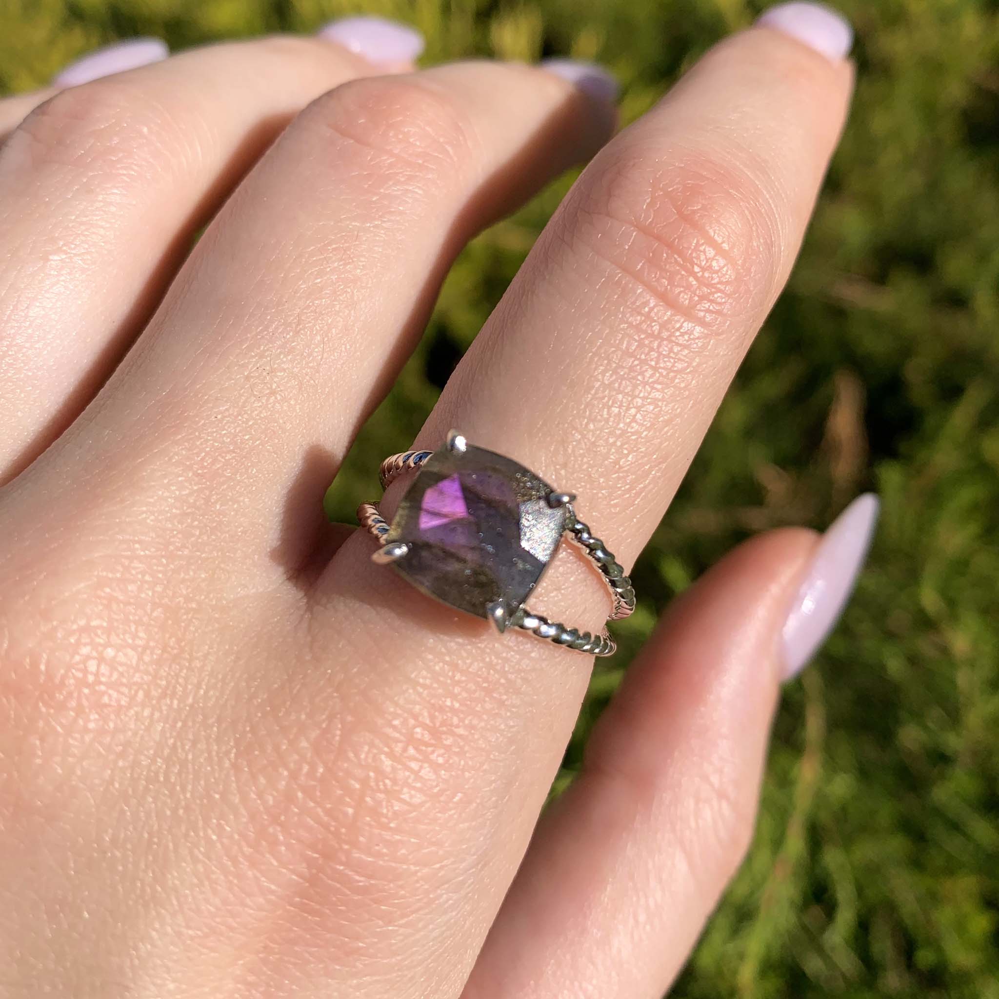 silver purple labradorite ring - gemstone jewellery by Australian jewellery brands indie and harper